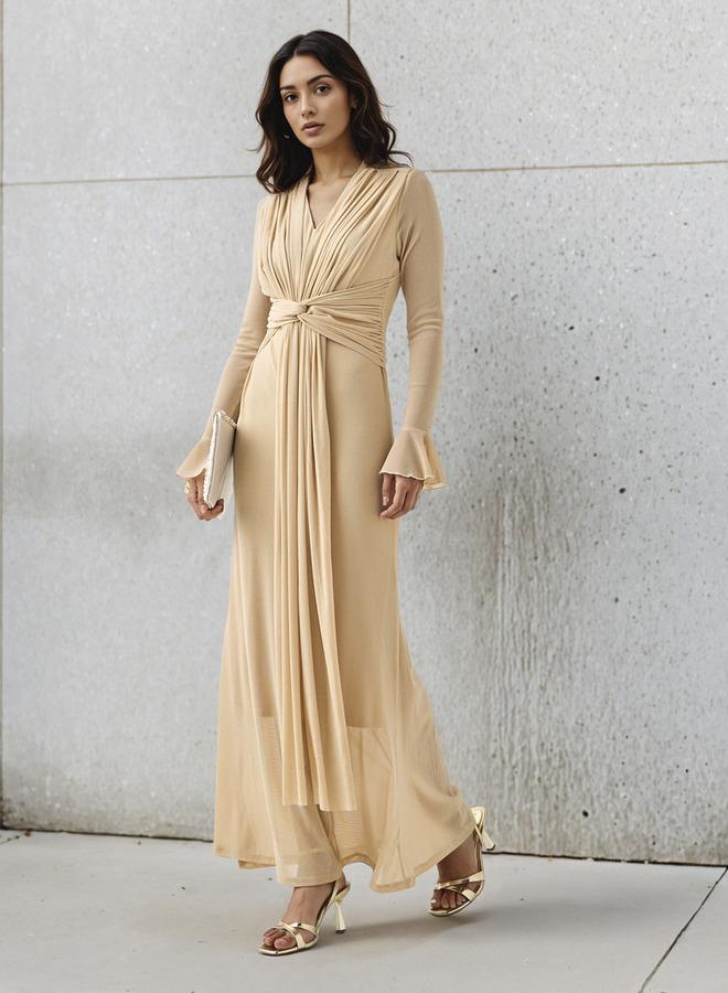 تواكستريمز فستان ماكسي مزين بخيوط لوركس وأكمام الجرس من مزيج النايلون - Image 1